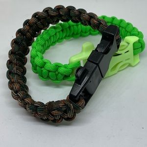 Lot of 2 Survival Paracord Bracelet w/ Firestarter
